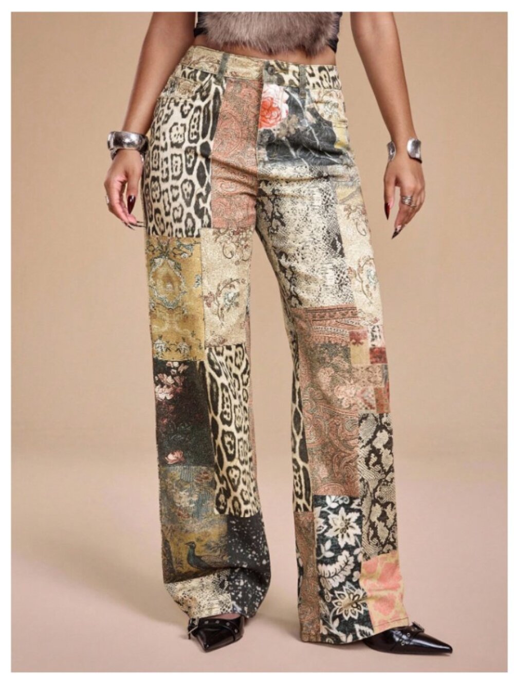 Romwe Multi-Pattern Print Jeans NWT - Size L